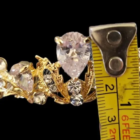Wedding tiera gold tone and rhinestones. - Picture 2 of 3